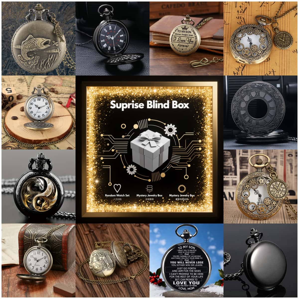Fashion Mens Watches - 1 قطعة مفاجأة سر ساعة صندوق