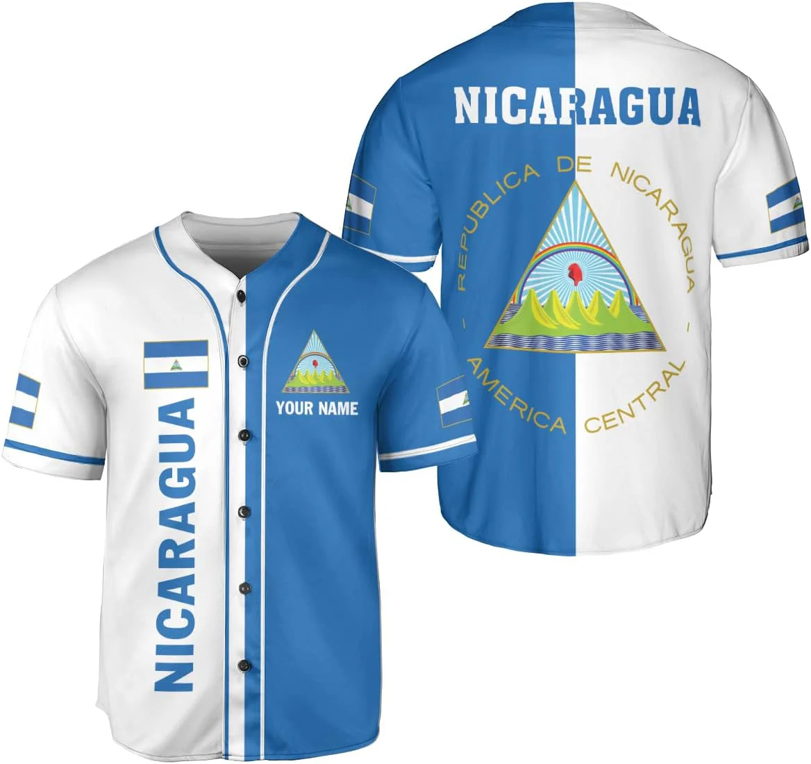 Mens Fashion Baseball Jersey - قميص بيسبول رجالي مخصص بتصميم نيكاراغوا