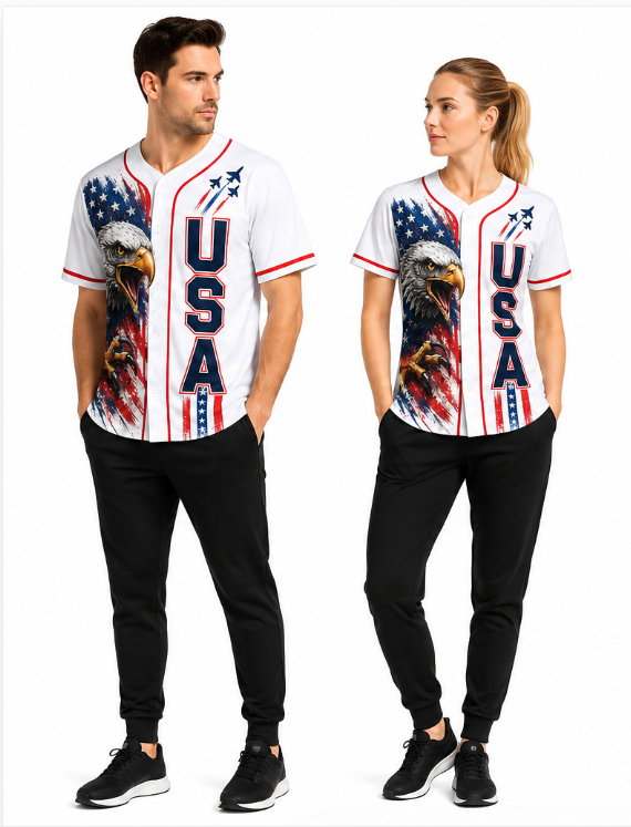 Mens Fashion Baseball Jersey - قميص بيسبول للرجال بتصميم ريترو لتمثال