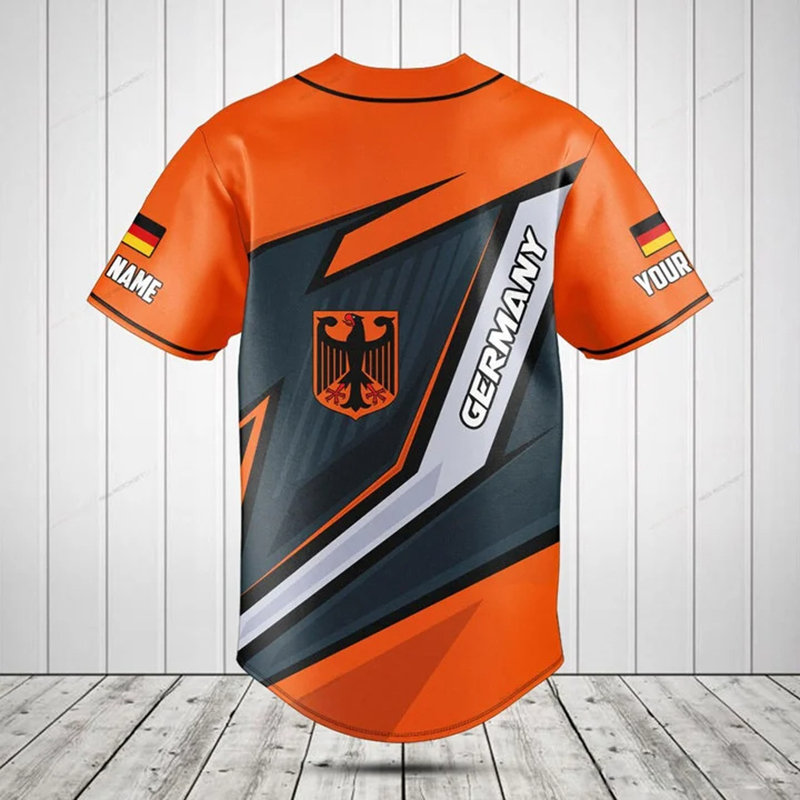 Mens Fashion Baseball Jersey - قميص مخصص بتصميم علم ألمانيا، قميص