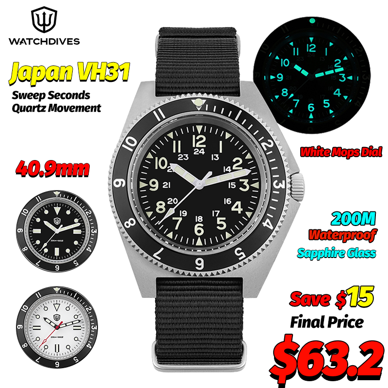 Fashion Mens Watches - Watchdives WD1972 ساعة كوارتز الياقوت مضيئة