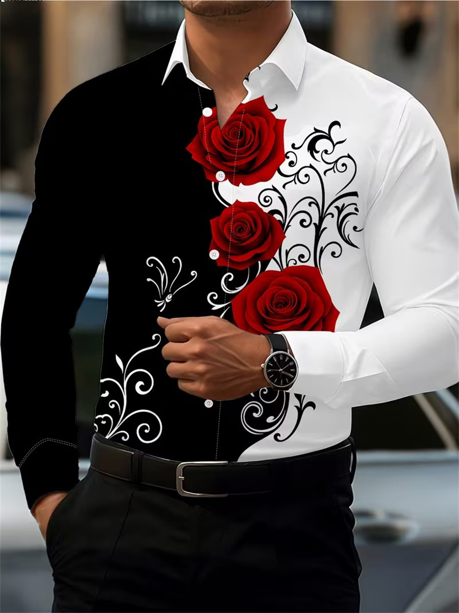 Men'S Fashion Advice - قميص رجالي بأكمام طويلة مزين بطبعة