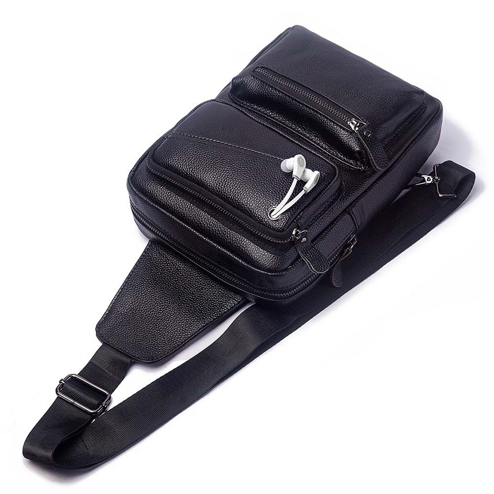 Men'S Fashion Bag - حقيبة صدر من الجلد الطبيعي متعددة