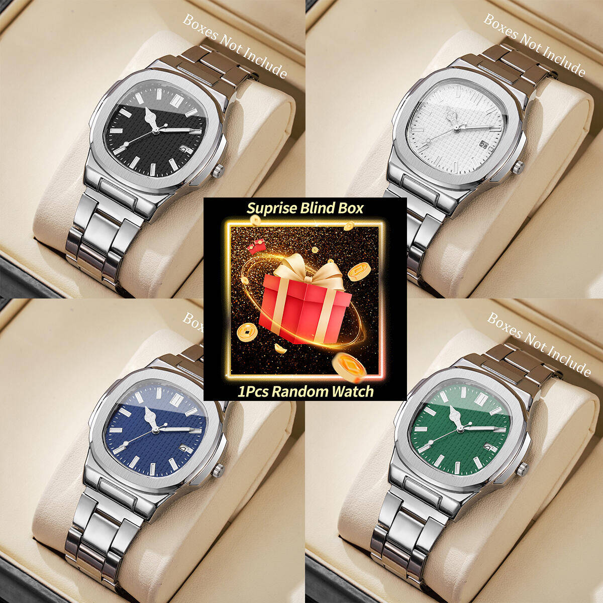Fashion Mens Watches - 1 قطعة ساعة سر مفاجأة صندوق