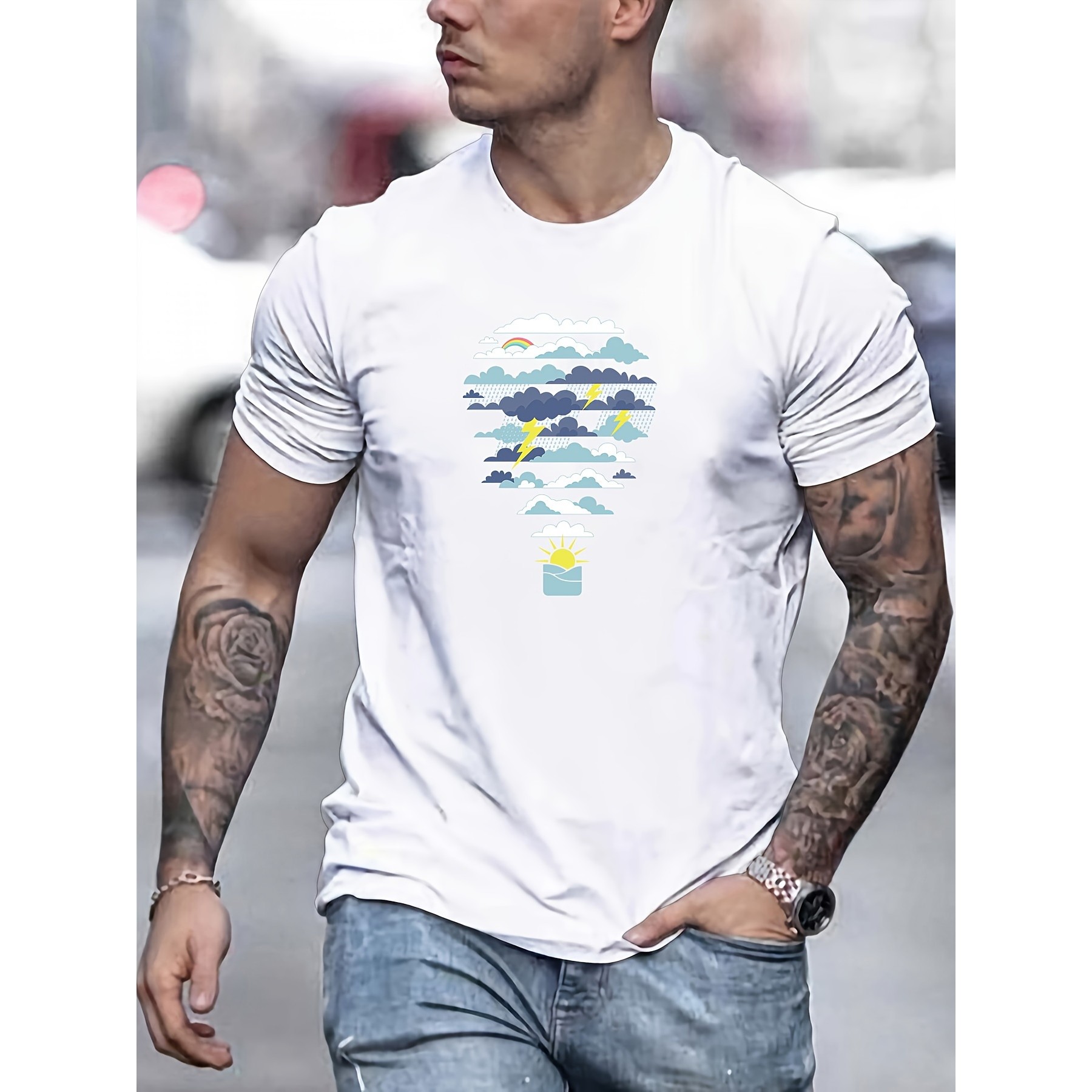 تي شيرت رجالي مطبوع عليه بالون - مراجعة Men'S Fashion For Hot Weather وسعره