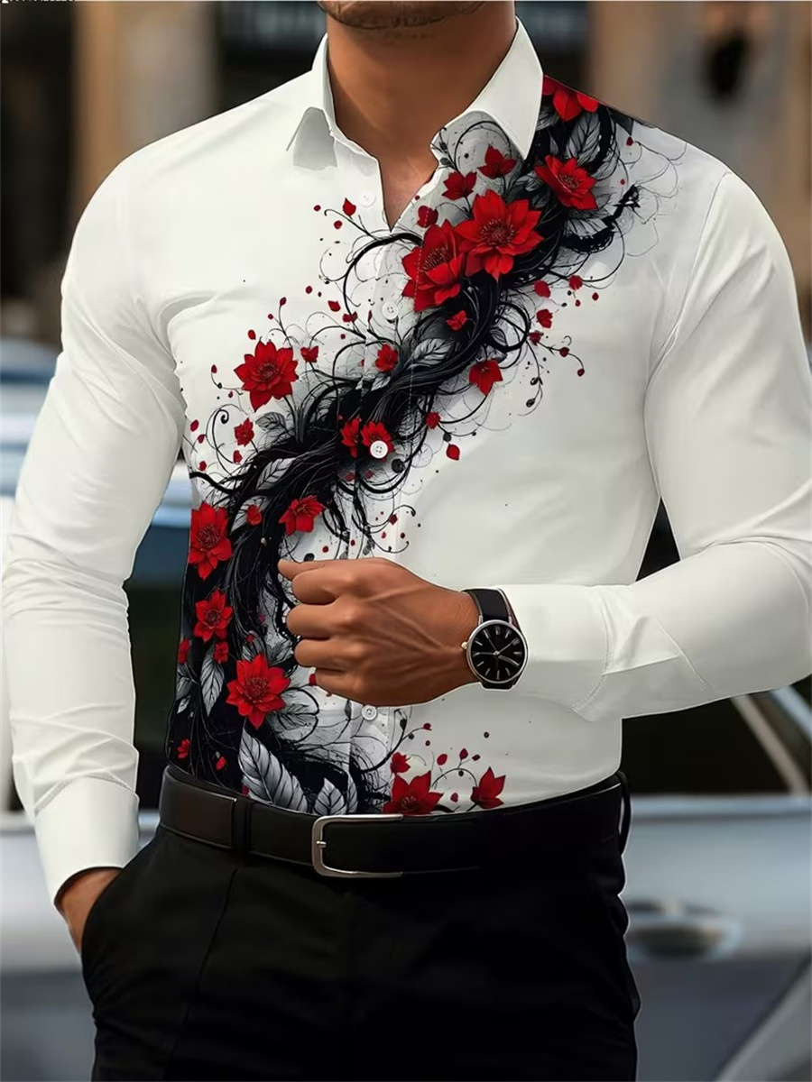 قميص رجالي بأكمام طويلة مزين ب - مراجعة Men'S Fashion Advice وسعره
