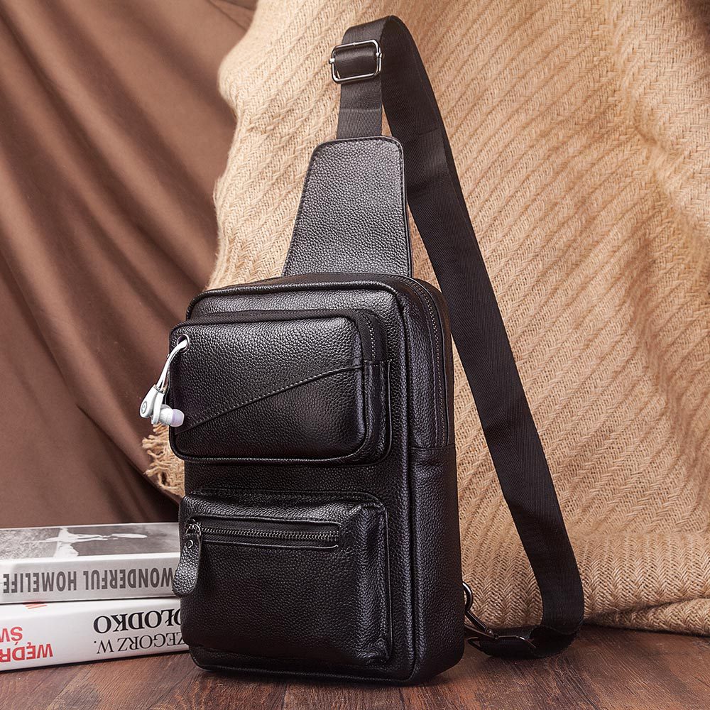 حقيبة صدر من الجلد الطبيعي متع - مراجعة Men'S Fashion Bag وسعره