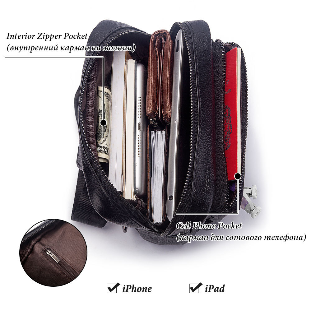 حقيبة صدر من الجلد الطبيعي متع - مراجعة Men'S Fashion Bag وسعره